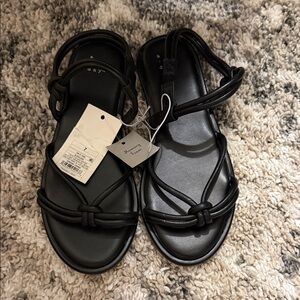 a new day Black Knotted Sandals women size 7 dress or casual memory foam